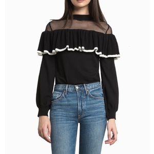 Pixie Market Sweater! Fishnet upper, ruffle!